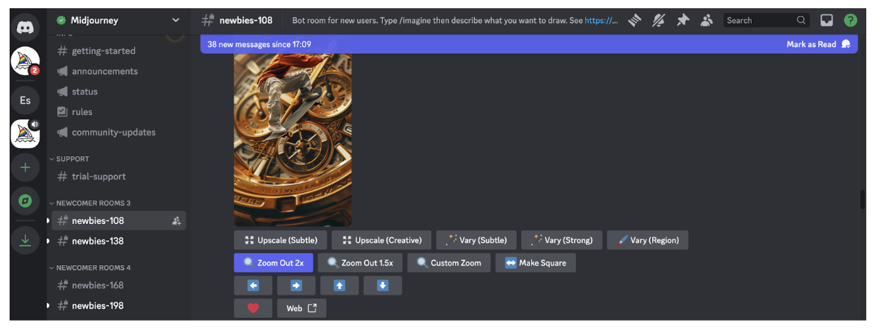 How to use Midjourney AI in UI design 5 Screenshot of how to navigate Midjourney platform