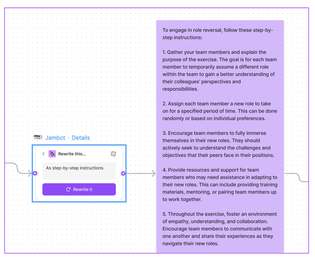 How to make the most of Figma AI: the best features, functions and plugins 18 Screenshot of Jambot generating a list of instructions and advice