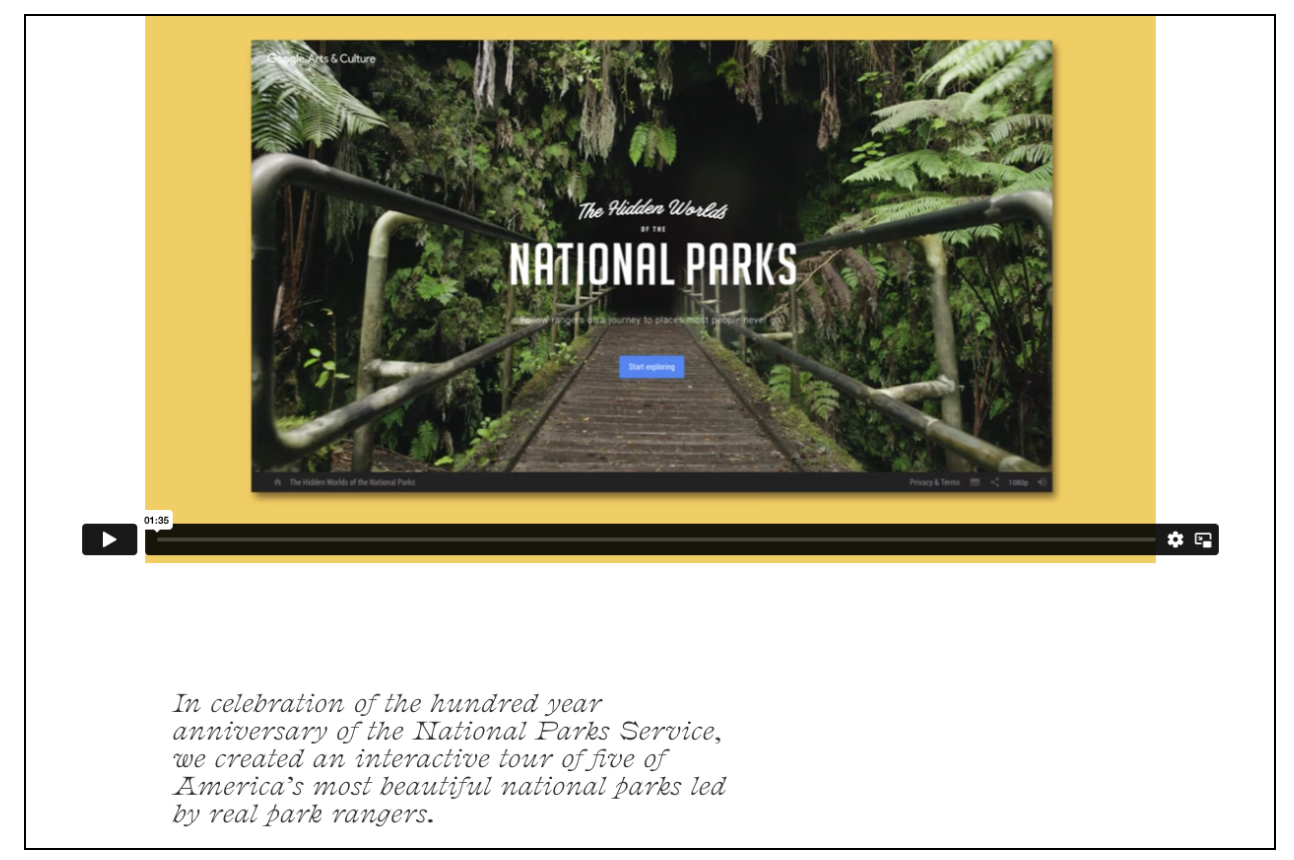 How to create the best UI design portfolio: 10 tips and best practices 8 Screenshot of National parks project brief