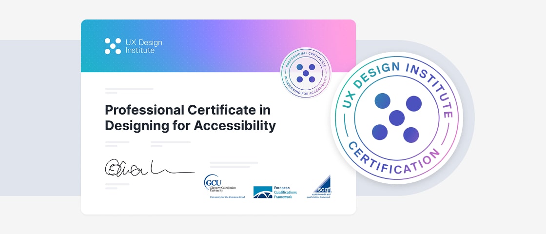 The accessibility course certificate and certification badge.