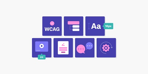 Illustration showing icons related to accessible design guidelines.