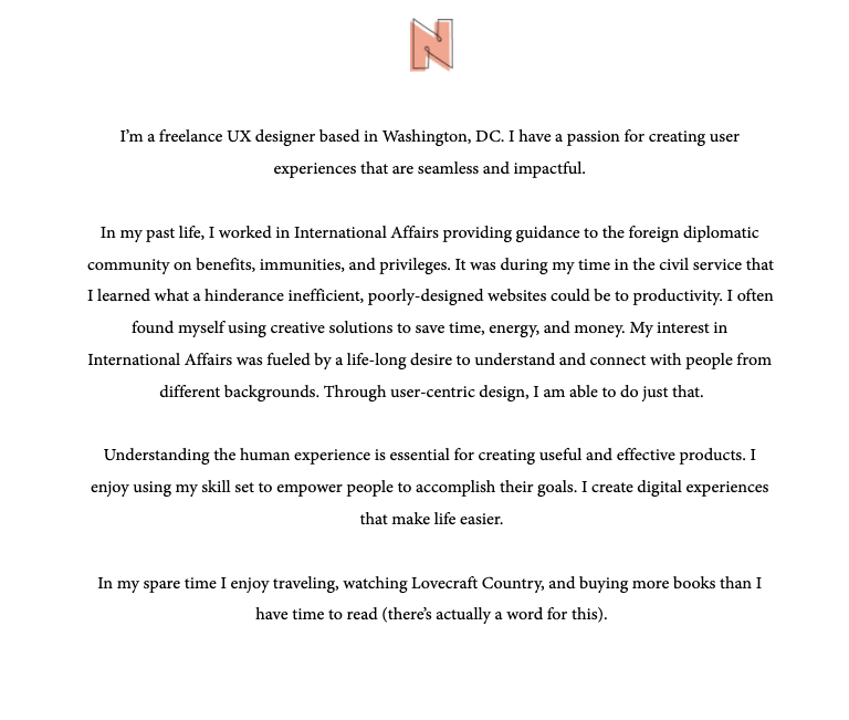 The 9 best UX portfolio examples from around the world (and what we can learn from them) 4 niya watkins bio