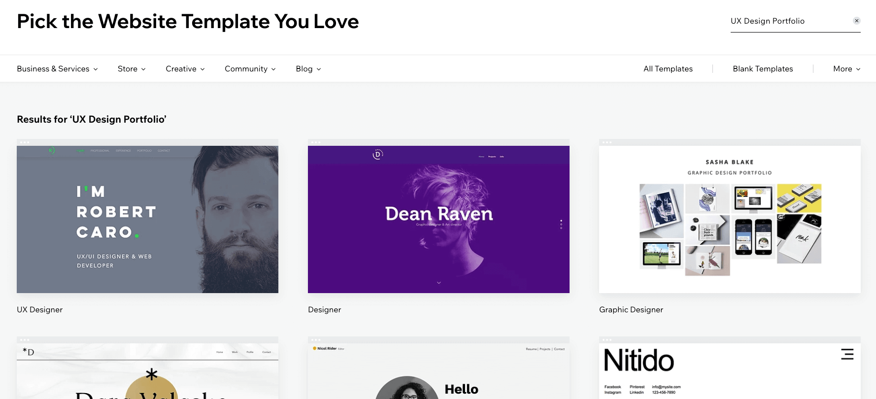 How to create a UX portfolio from scratch: Your step-by-step guide 6 Wix - picking a template