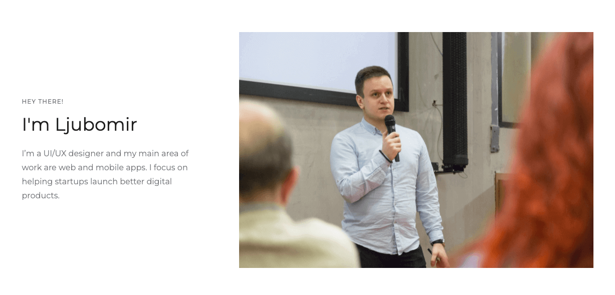 8 UX portfolio tips & best practices all designers should follow 6 Ljubomir Bardžić about page