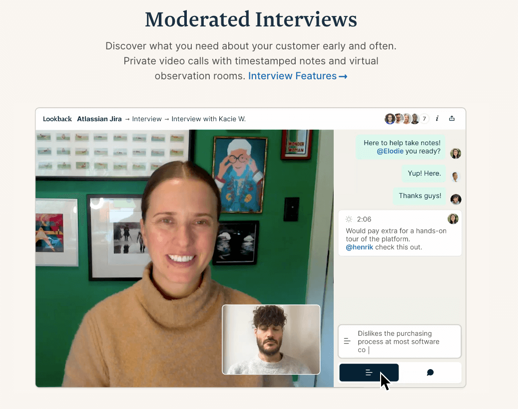 The ultimate guide to the best UX Design tools in 2023 7 Lookback moderated interviews section