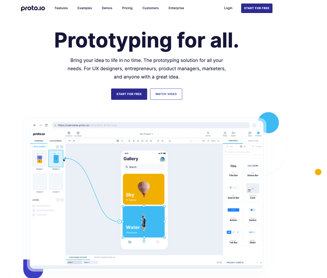 The ultimate guide to the best UX Design tools in 2023 21 Proto.io UX prototyping tool's website