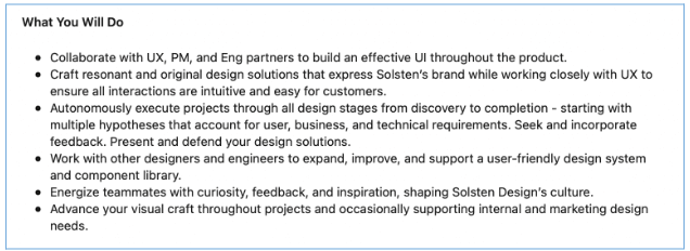 Visual Design vs. UI Design: What’s the Difference? 9 Solsten job ad part 2