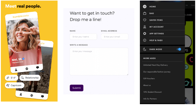 Graphic Design vs. UI Design: What’s the Difference? 3 ui design work examples