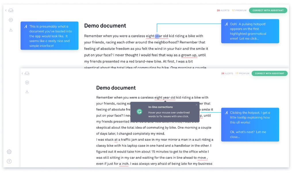 7 Examples of good digital UX design 6 grammarly demo product