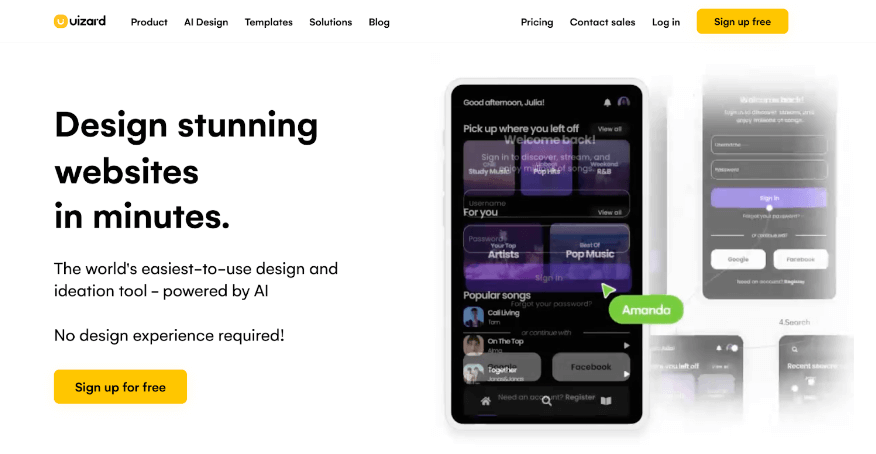 The top 8 AI tools for UX 2 Screenshot of Uizard