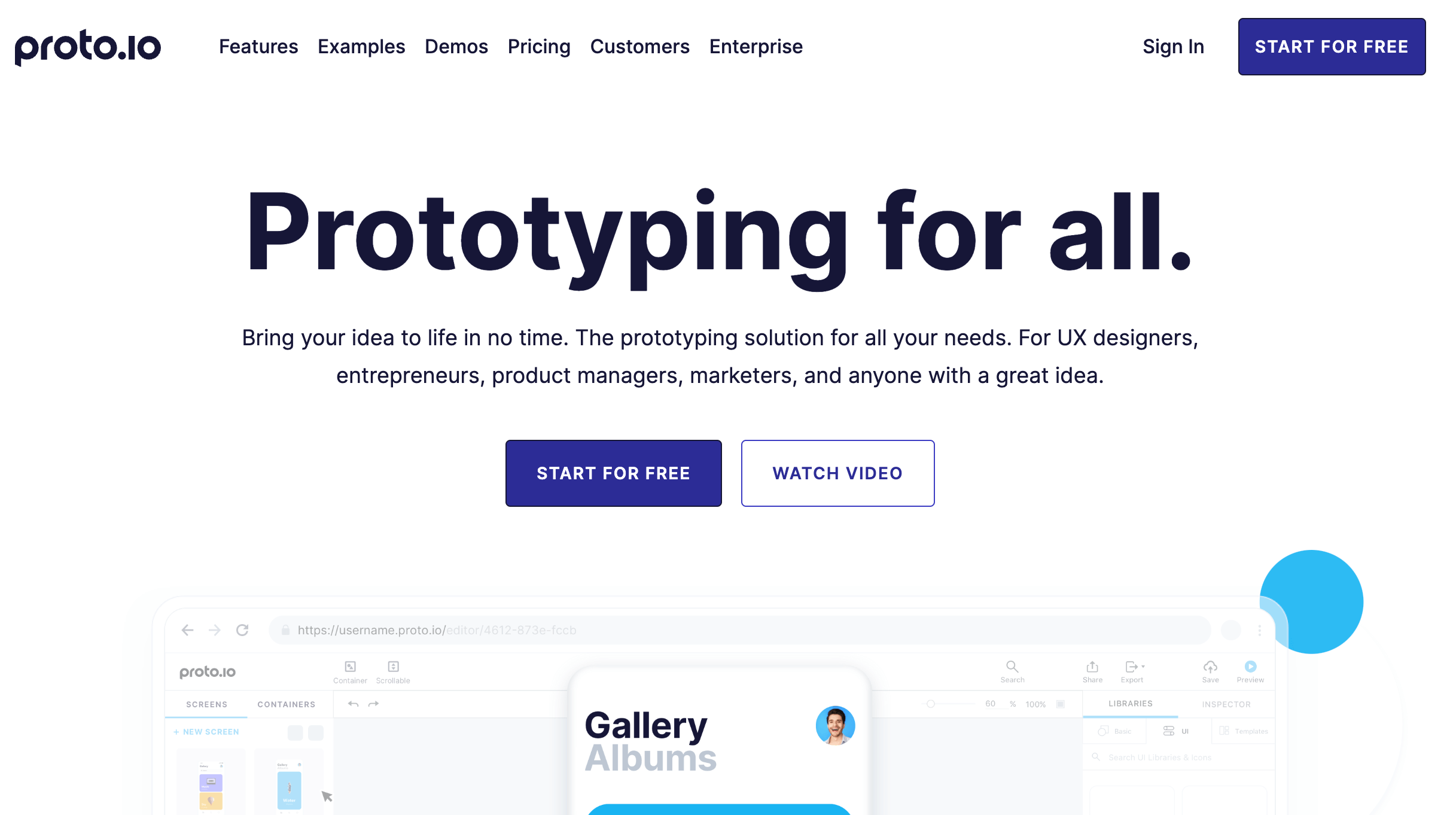 The 11 best user interface (UI) design tools to try in 2026 3 proto.io ui design software landing page