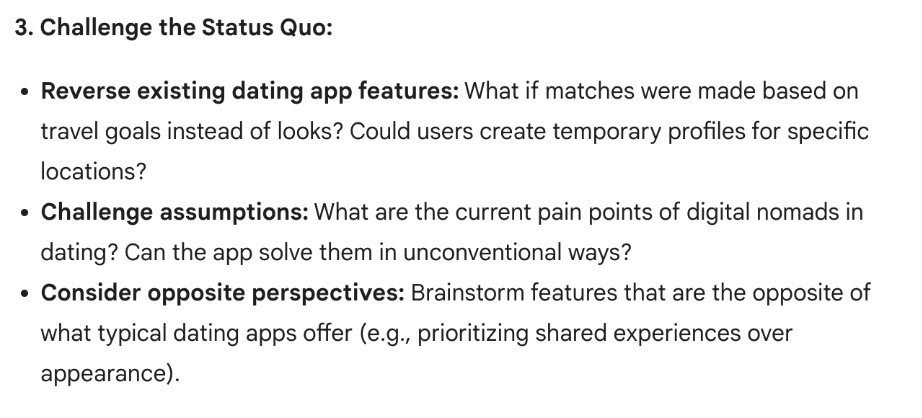 What is Gemini AI (formerly known as Bard AI) and how can you use it to become a better UX designer? 14 Screenshot of Gemini AI responding to brainstorming ideas request