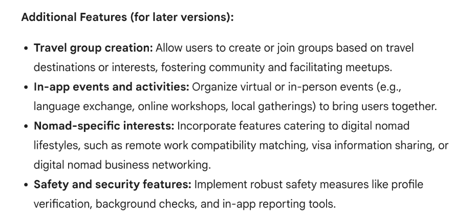What is Gemini AI (formerly known as Bard AI) and how can you use it to become a better UX designer? 20 Screenshot of Bard/Gemini AI responding to product feature list request