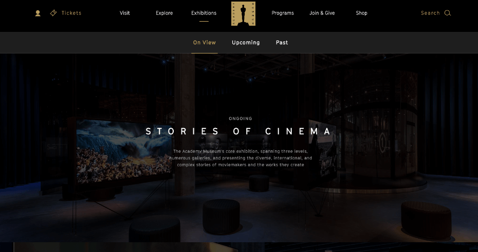 10 content design examples to take inspiration from 7 Screenshot of the Academy Museum website homepage