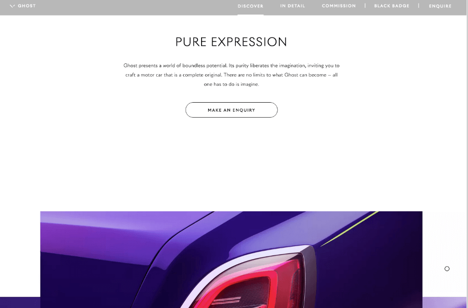 10 content design examples to take inspiration from 12 Screenshot of the Rolls Royce website