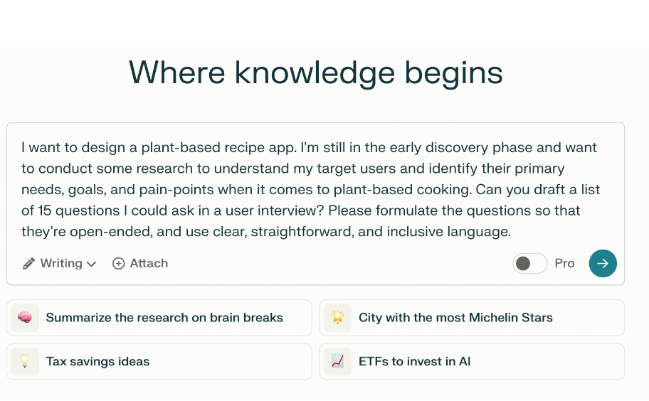 What is Perplexity AI and how can you use it in the design process? 10 Perplexity AI showing how to generate relevant research questions