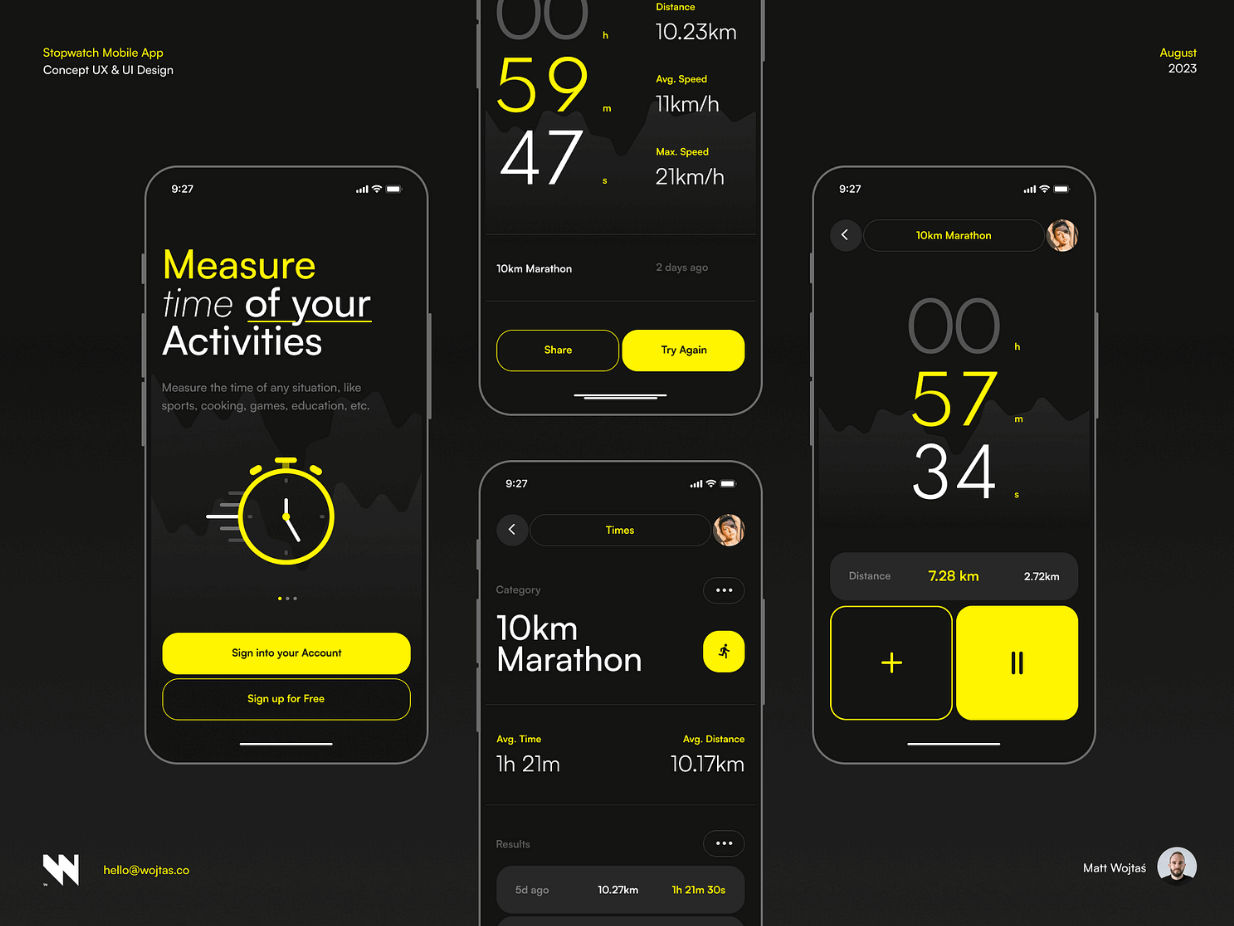 How to design for dark mode: a practical guide 3 A stopwatch mobile app concept.