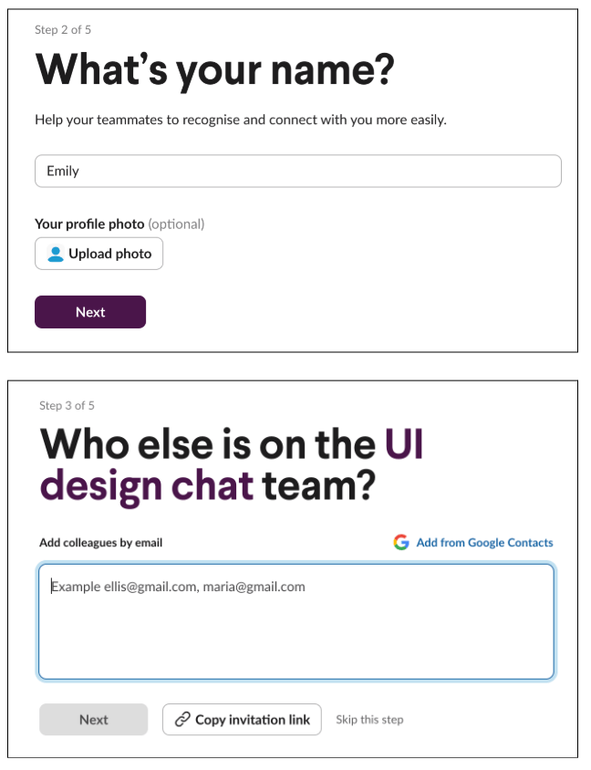 Your ultimate guide to form design (with tips, best practices, and examples) 8 Screenshot of Slack platform