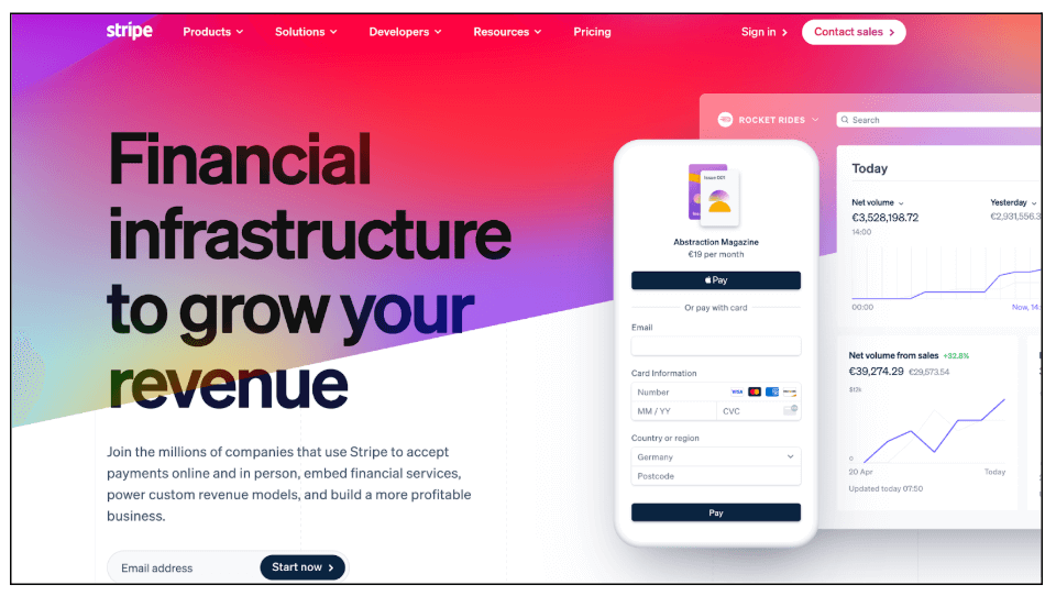 7 fundamental user experience (UX) design principles all designers should know in 2026 4 Stripe homepage showing a clear information hierarchy, with primary navigation focused on key user goals such as Products, Solutions, Developers, Resources and Pricing, and supporting content revealed progressively, illustrating how intentional information architecture makes complex payments infrastructure easier to understand and navigate.