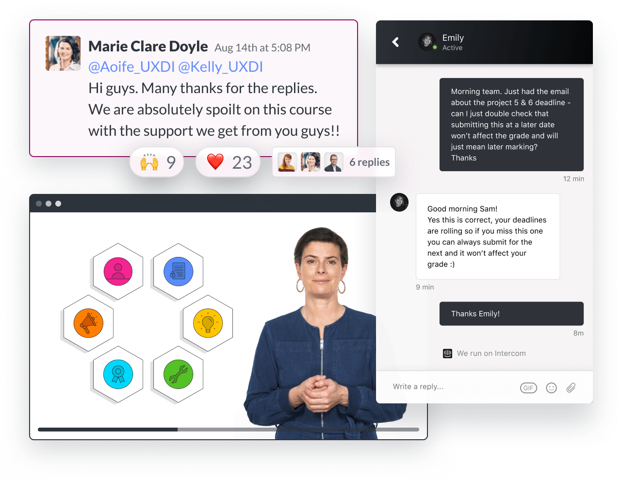 3 examples of our support team interacting with students